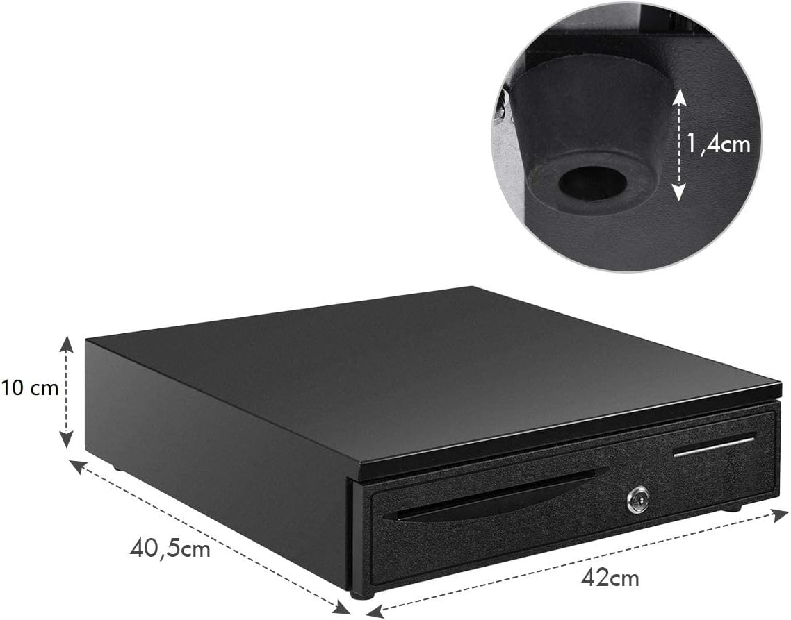 Cassetto Portasoldi, Cassetto Porta contanti, Cassetto per Registratore di Cassa, 5 scomparti per Monete e 5 scomparti per Banconote, 40,5x42x10cm