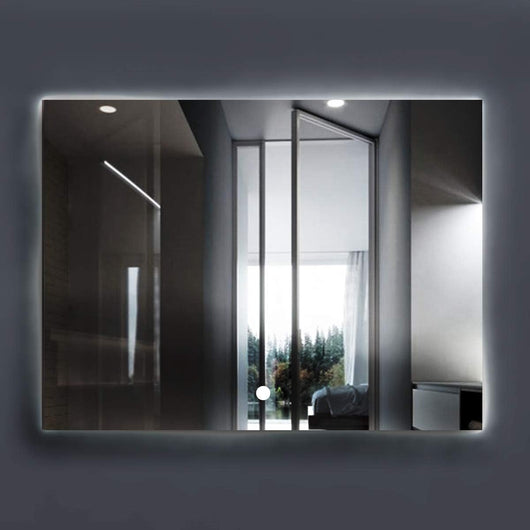 Specchio Bagno Rettangolare Saturno 80x60cm, Specchio Parete Retroilluminato a LED, Accensione Soft Touch e Dispositivo Anti Appannante, Telaio in PVC, Kit Fissaggio Murale Incluso, IP65