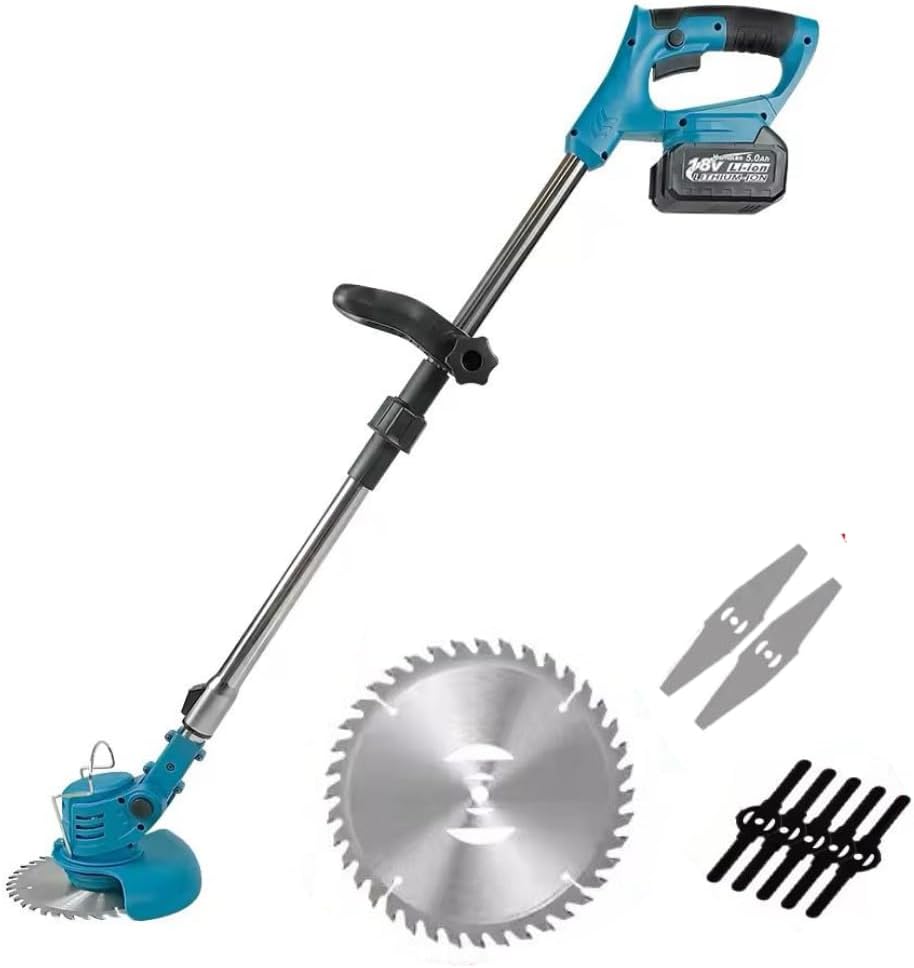 Decespugliatore a Batteria, Tagliabordi Elettrico 24 V con 2 Batterie e Lame Metalliche