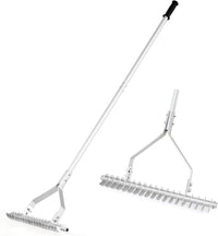 Arieggiatore per Prato 178 cm, Rastrello per Allentare Suolo da 50 cm in Alluminio con Manico Lungo e 19 Denti Curvi, Arieggiatore Manuale da Giardino e Cortile