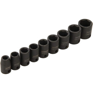 SET SERIE 9PZ CHIAVI A BUSSOLA INSERTI METRICI ESAGONALI AD IMPATTO 3/8" SILVERLINE 566657