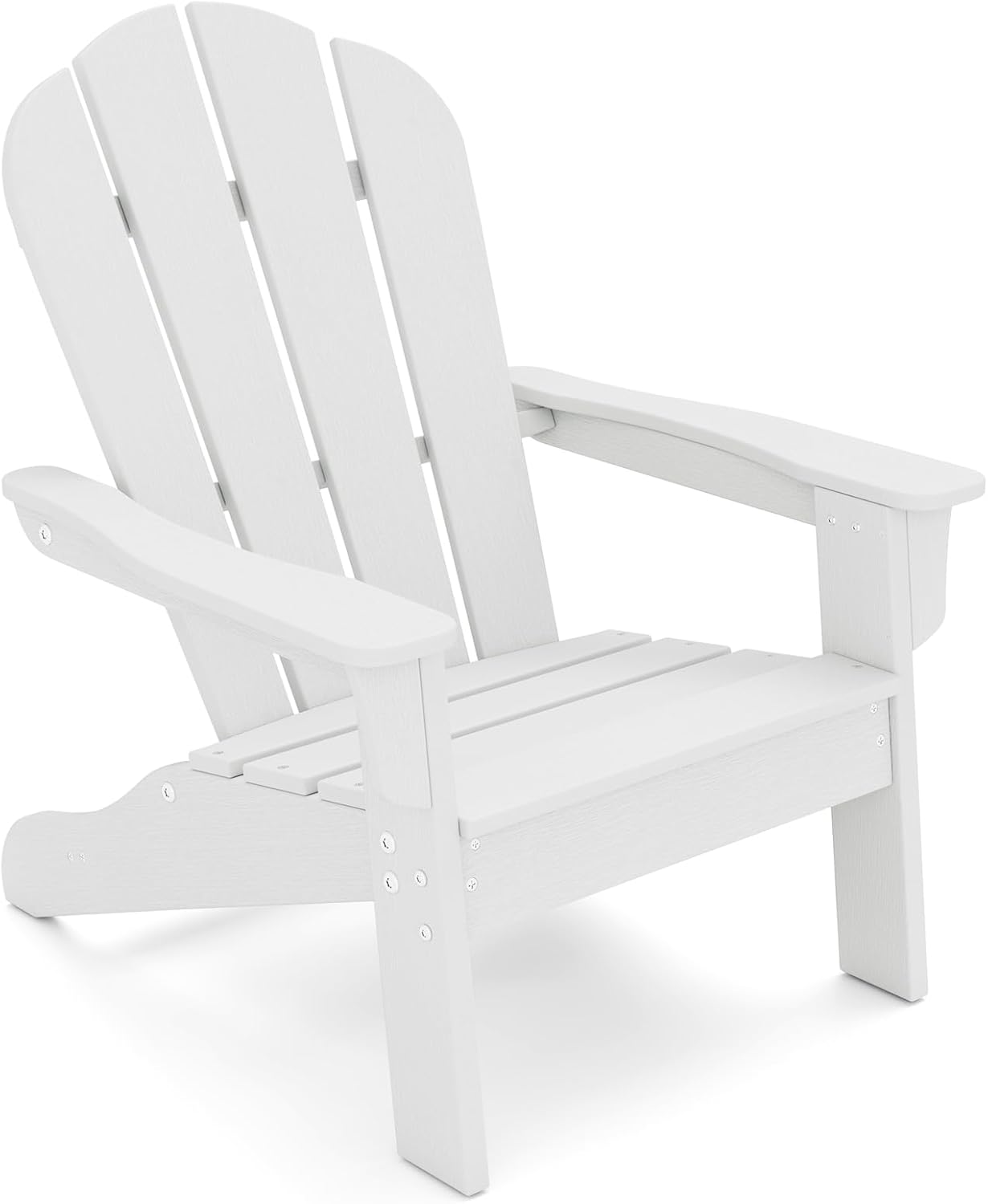 Sedia Adirondack per Bambini da Giardino, Sedie Ergonomica in HDPE con Schienale Inclinato e Braccioli, Poltrona per Interno ed Esterno, per Bambini 3 a 8 Anni, 52 x 53,5 x 64 cm (Bianco)