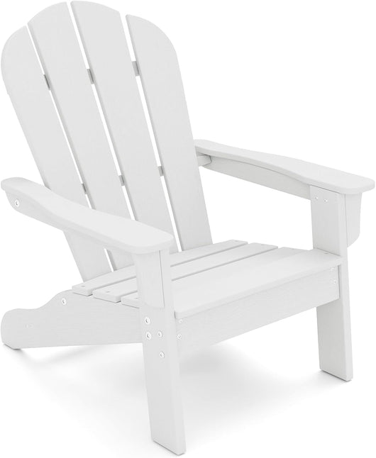 Sedia Adirondack per Bambini da Giardino, Sedie Ergonomica in HDPE con Schienale Inclinato e Braccioli, Poltrona per Interno ed Esterno, per Bambini 3 a 8 Anni, 52 x 53,5 x 64 cm (Bianco)