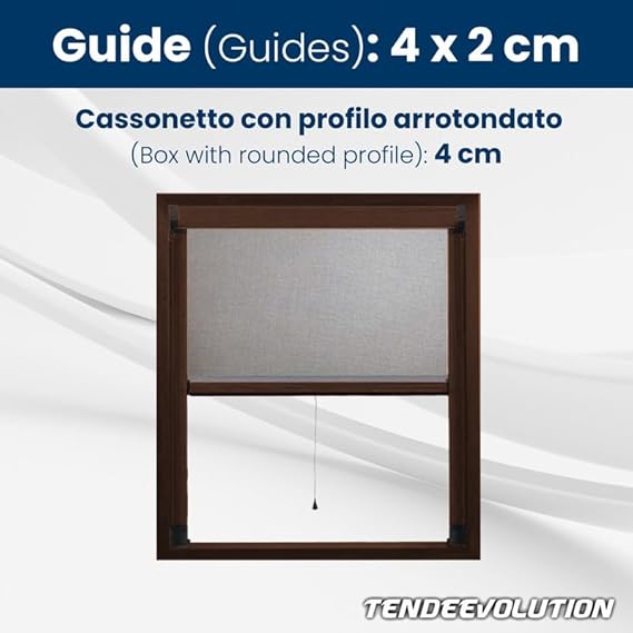 Zanzariera Avvolgibile Sali e Scendi Su Misura - Larghezza 0,60 x Altezza 1,70m - Struttura Nero con Freno, Protezione Insetti