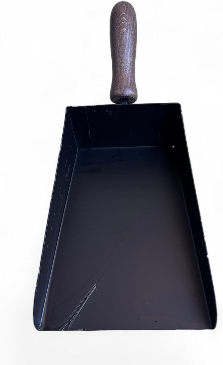 Paletta in Ferro Battuto per Camino e Stufa, Nero, con Manico in Legno, 36x15x2 cm