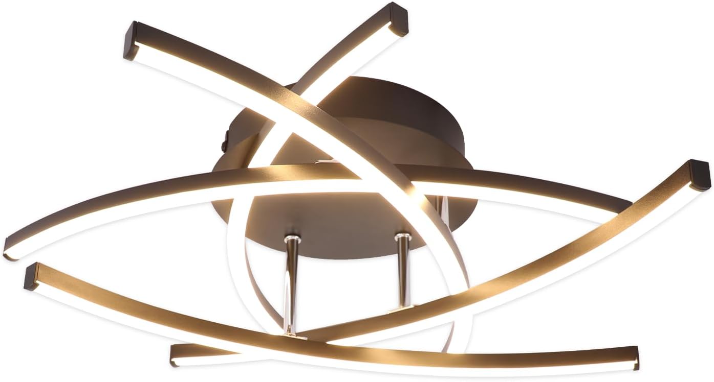 ZMH Lampada da soffitto plafoniera LED moderna nera 32W per soggiorno ufficio