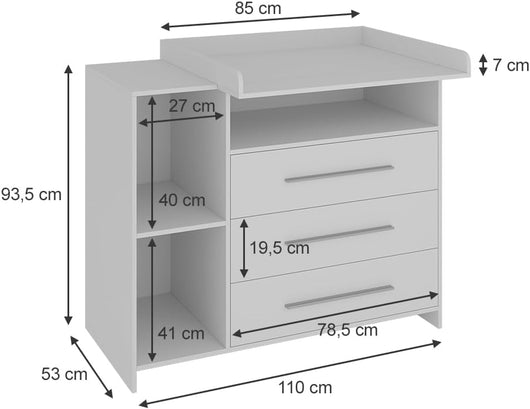 Fasciatoio Paula, Bianco, 110 x 93.5 cm con fasciatoio