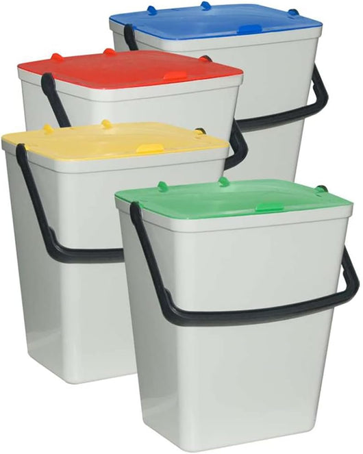 Kit 4 secch ida 15 L cadauno con maniglia e coperchio colorato