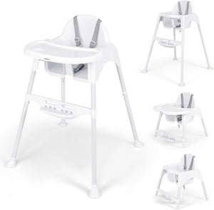 4 in 1 Seggiolone per Bambini, Seggiolone Papa con Vassoio Regolabile, Sedia da Terra per Bambini con Poggiapiedi, pert Bambini 6-36 Mesi (Bianco)