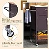 Carrello da Cucina con Cassetto, Isola da Cucina con 2 Ante Vassoio Inferiore e Porta Asciugamani, Carrello con Ruote per Sala da Pranzo Soggiorno Bar, 73x48x90 cm (Marrone)