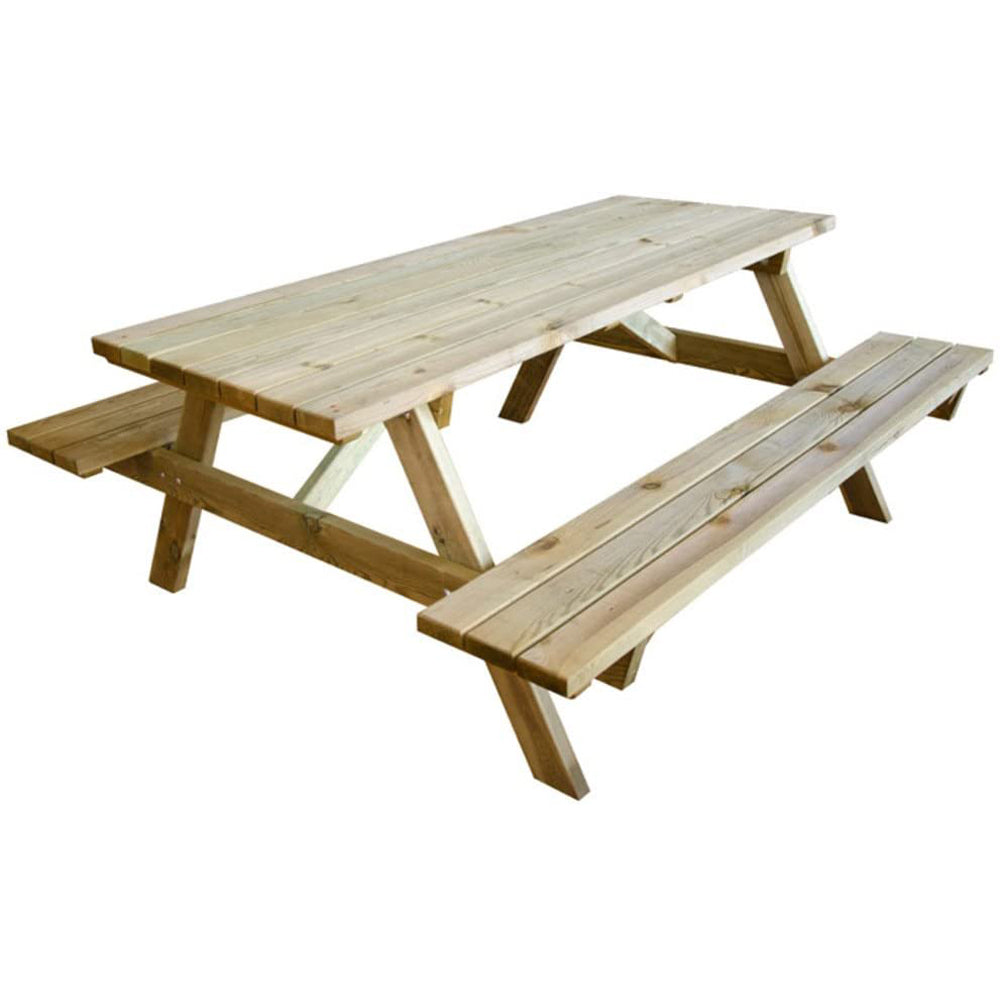 TAVOLO CON PANCHE PIC NIC LEGNO ESTERNO GIARDINO TAVOLI 180x160x70cm VERDELOOK 626/13