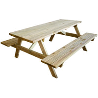 TAVOLO CON PANCHE PIC NIC LEGNO ESTERNO GIARDINO TAVOLI 180x160x70cm VERDELOOK 626/13