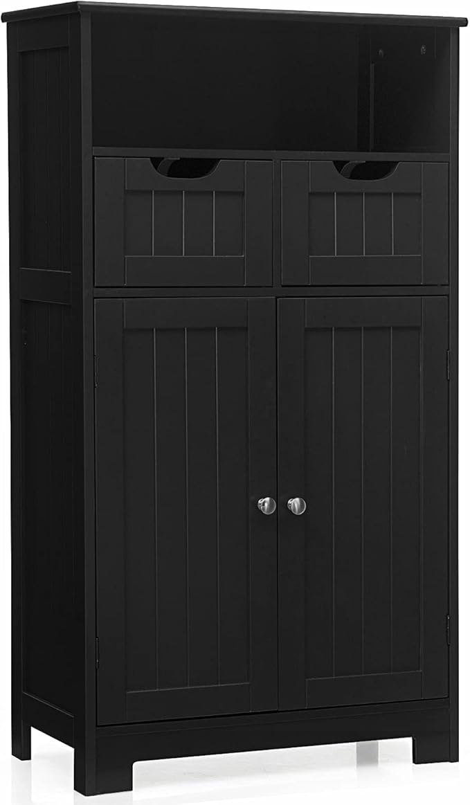 Armadietto Terra da Bagno Mobile Autoportante, Mobiletto Ufficcio Multiuso, con Cassetti e Ripiani, Ampio Spazio, Legno (Bianco)