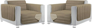 Coppia Set 2 Pezzi Copripoltrona Universale Imbottito Morbido Double Face Elegante Tortora