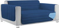 Copridivano Imbottito 4 Posti Double Face Trapuntato Salva Proteggi Divano Morbido Elegante Blu