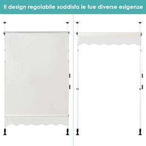 Tenda da Sole per Esterno, Tenda da Sole a Bracci Estensibili con Struttura Telescopica e Tessuto Resistene ai Raggi Solari, Regolabile in Altezza e in Angolazione (150 x 120 cm Beige)
