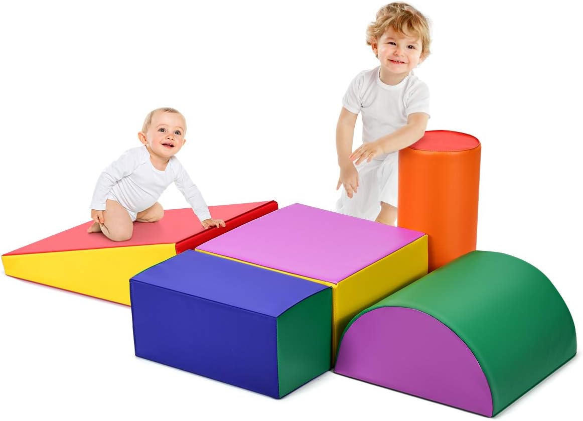 Set di 5 Blocchi con Diverse Forme e Colori, Giocattolo per Arrampicata e Strisciamento, Aiuta i Bambini a Crescere (Stile 1)