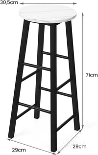 Set di 2 Sgabelli da Bar, Sgabelli da Cucina con Gamba Quadrata e Poggiapiedi, Sgabelli da Bar in Altezza da Pub, 29 x 29 x 71 cm (Bianco)