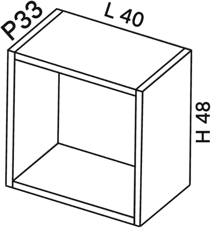 Pensile Cucina  in Legno Nobilitato Cemento Mobile Alto con 1 Anta, Pensile Componibile Moderno Made in Italy (H48XL40XP33cm)