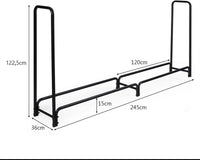 Porta Legna 245 CM, Portalegna da Esterno con Robusto Telaio Tubolare in Metallo, Legnaia da Esterno ed Interno Antiruggine per Caminetto, Braciere, Giardino e Terrazzo