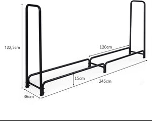 Porta Legna 245 CM, Portalegna da Esterno con Robusto Telaio Tubolare in Metallo, Legnaia da Esterno ed Interno Antiruggine per Caminetto, Braciere, Giardino e Terrazzo