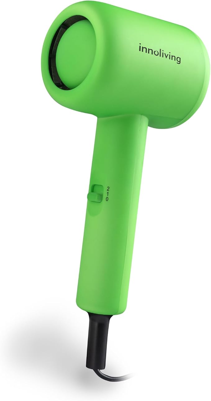 Innoliving Asciugacapelli Mini INN-612 Verde, Compatto e Pieghevole, 1200W, Doppia Velocità,  Disponibile in Vari Colori, Design Portatile per Viaggi e Palestra
