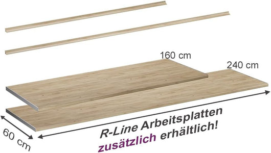 Top cucina R-Line, Quercia dorata, 240 cm, adatto per il montaggio su mobili base e piani di lavoro