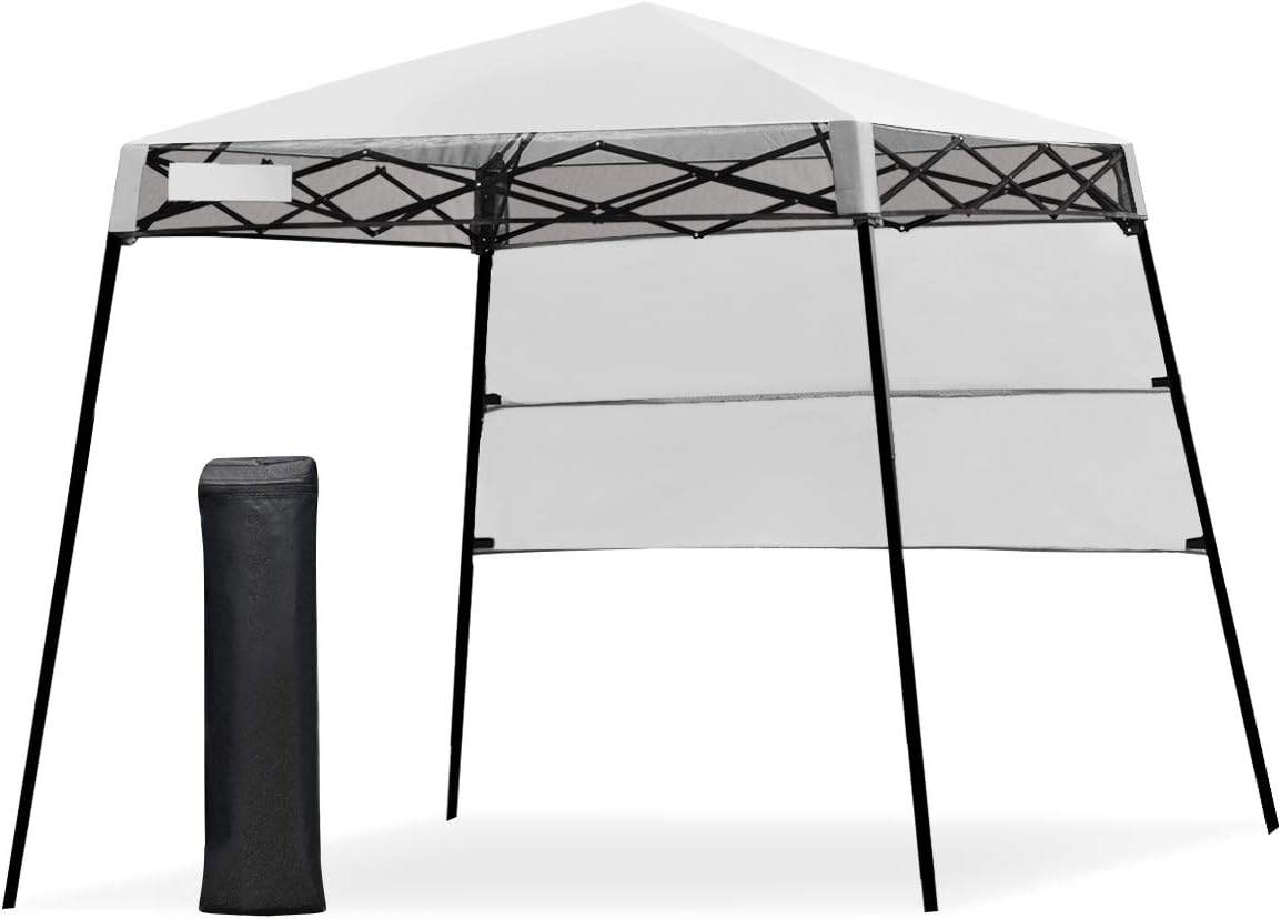 Gazebo Pieghevole da Giardino 210 x 210CM, Struttura in Acciaio, Altezza Regolabile, Gazebo da Esterno con Borsa, Ideale per Feste, Barbecue, Giardino e Spiaggia (bianco)