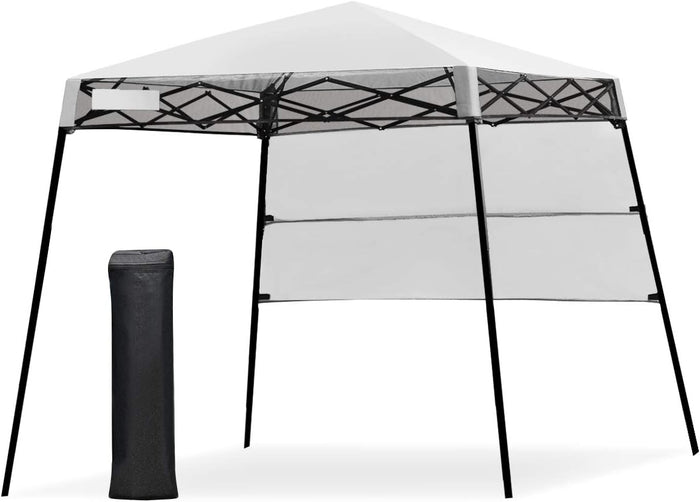Gazebo Pieghevole da Giardino 210 x 210CM, Struttura in Acciaio, Altezza Regolabile, Gazebo da Esterno con Borsa, Ideale per Feste, Barbecue, Giardino e Spiaggia (bianco)