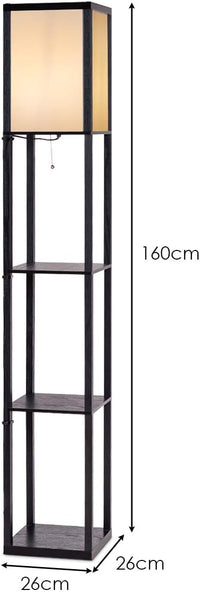 Lampada da Terra da Salotto Design e Moderno, Lampada da Terra con Lampada e 3 Mensole Paralume, Ideale per Soggiorno, Camera da Letto e Studio, Nero