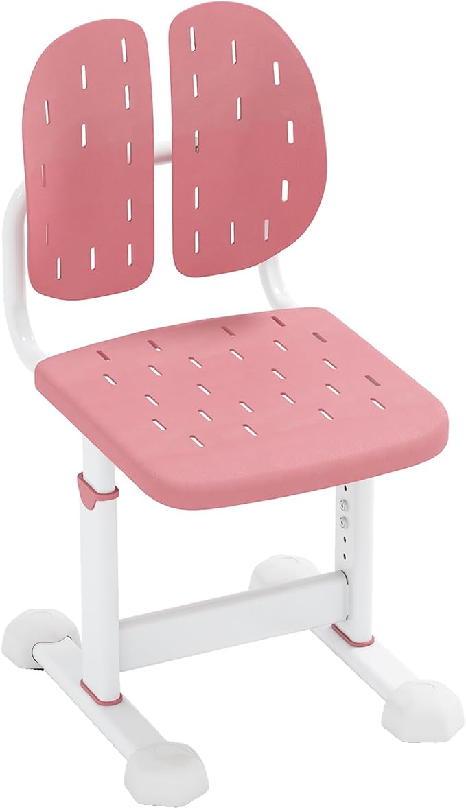 Sedia per Bambini 3+ Anni, Poltrona Ergonomica con Doppi Supporti Dorsali e Seduta Traspirante e Struttura in Metallo Resistente, Sedia Regolabile in Altezza per Camera da Letto (Rosa)