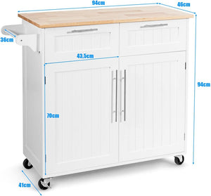 Carrello da Cucina, Isola da Cucina con Cassetti Portaoggetti e Armadietti, Ruote Universali e Portasciugamani, Ideale per Casa Ristorante Bar