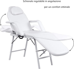 Poltrona da Massaggio, Lettino per Massaggio, Pieghevole e Reclinabile, Bianco