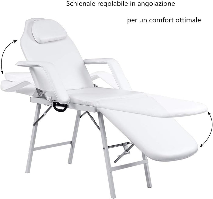 Poltrona da Massaggio, Lettino per Massaggio, Pieghevole e Reclinabile, Bianco