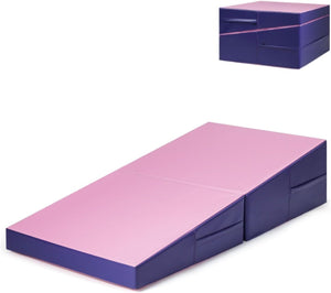 Materassino Ginnastica Inclinato, Tappetino Inclinato a Forma di Cuneo con Maniglia, Tappetino Ginnastica Pieghevole per Allenamenti a Casa Aerobica Fitness Palestra