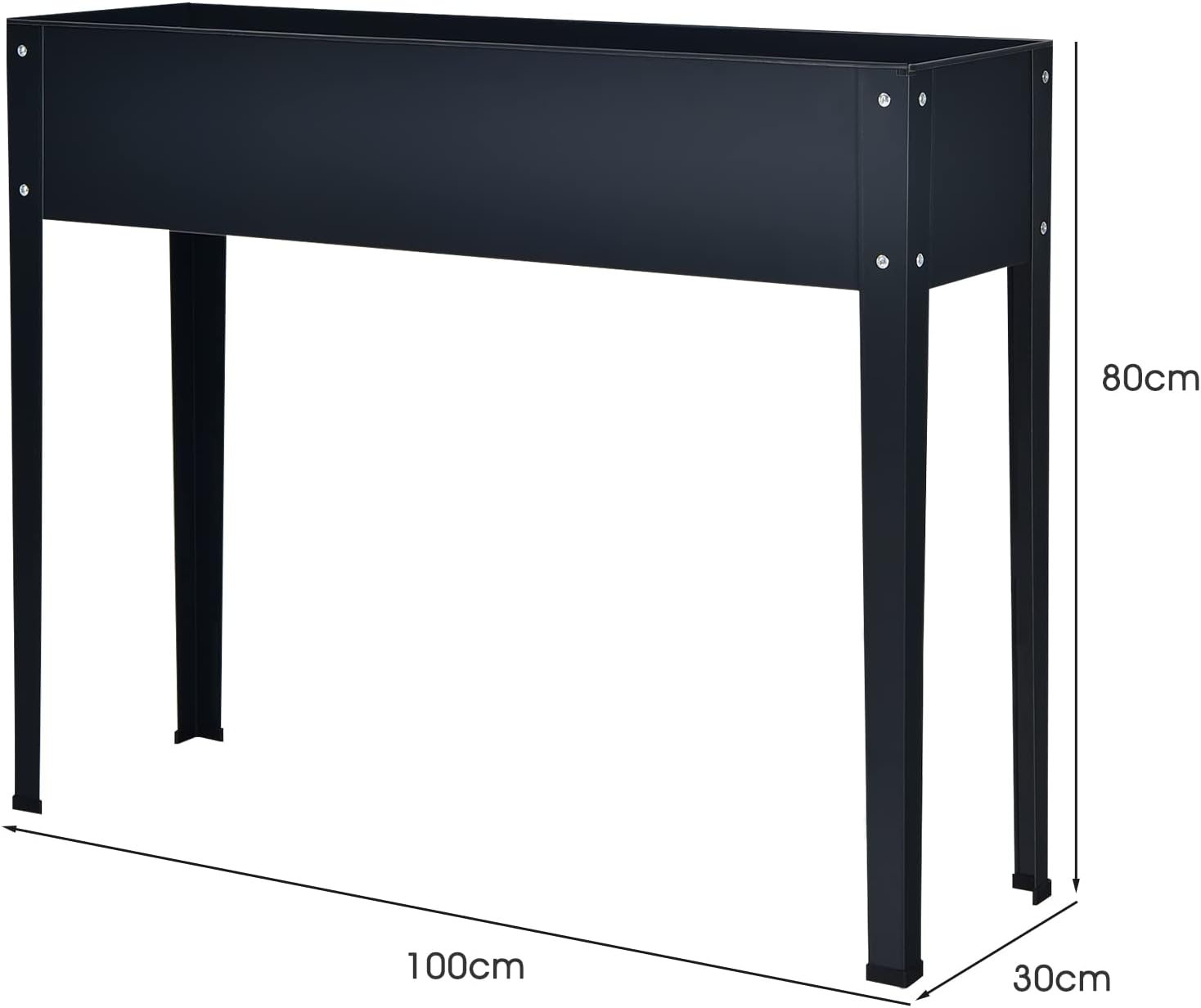 Fioriera Rialzata da Giardino, Piantatore Aiuola a Cassetta, da Esterno ed Interno, Acciaio Galvanizzato (100x30x80cm-Grigio)