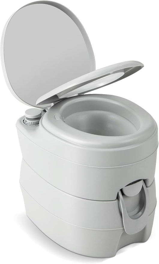20L Toilette Portatile con Serbatoio d'Acqua Rimovibile a Maniglia,WC Chimico Comodo per Campeggio, Water Portatile per Adulti e Anziani, Supporto Carico 150kg, 45 x 40 x 42 cm, Grigio