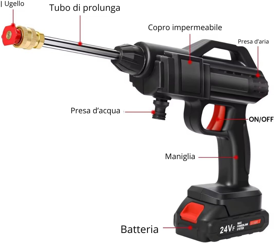 Idropulitrice a Batteria Senza Fili con Pistola Elettrica Alta Pressione