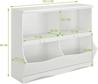 Mobile Porta Giocattoli e Libri in Legno, Libreria per Bambini in Legno con 4 Scomparti, Libreria Multiuso per Bambini da Cameretta, 105 x 39,5 x 83,5 cm, Bianco