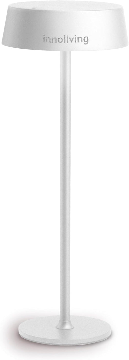 Innoliving Lampada da tavolo LED ricaricabile USB INN-292 Bianca con Luce Dimmerabile a 3 Livelli e Braccio Flessibile