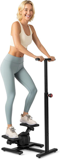 Stepper Fitness con Manubrio Regolabile in Altezza, Display LCD, Pedali Antiscivolo e Resistenza Idraulica, Stepper in Metallo, ABS, PP e EVA per Casa, Ufficio e Palestra