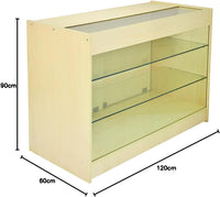 Set Pulsar con 3 Banconi da Negozio e Reception con Finitura in Acero Laminato