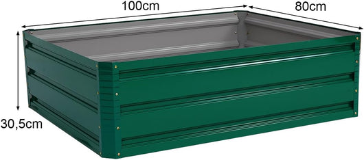 Letto da Giardino Rialzato in Acciaio, Fioriera da Esterno in Metallo per Fiori, Erbe, Piante e Verdure, Fioriera Elevata da Giardino, Cortile e Prato (100 x 80 x 30 cm)