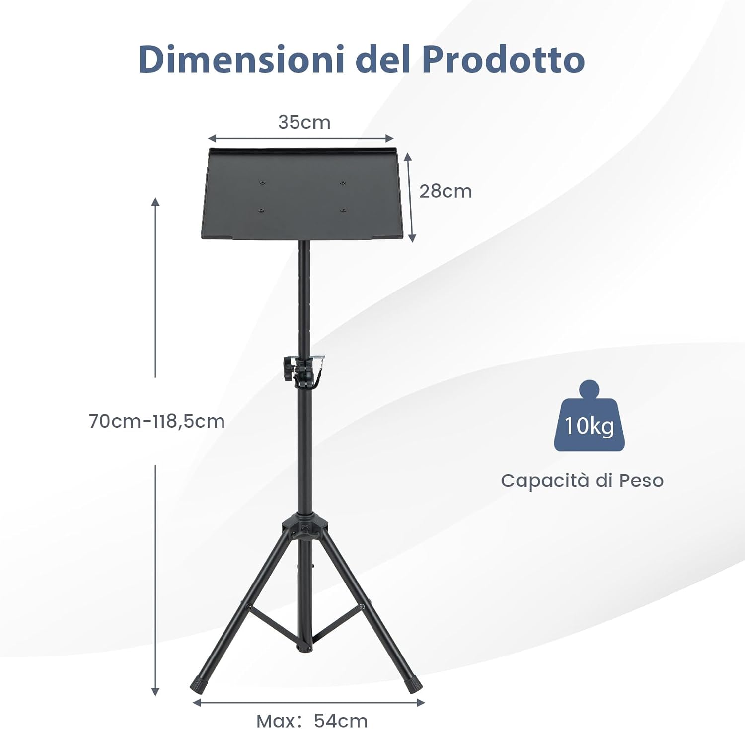 Supporto per Proiettore, Treppiede Proiettore con Altezza Regolabile e Vassoio Inclinabile, Supporto Multifunzionale per Ufficio, Casa, Palco o Studio