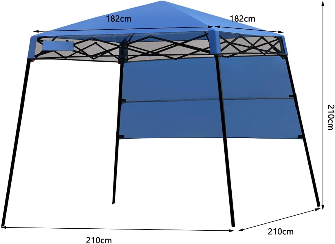 Gazebo Pieghevole da Giardino 210 x 210CM, Struttura in Acciaio, Altezza Regolabile, Gazebo da Esterno con Borsa, Ideale per Feste, Barbecue, Giardino e Spiaggia (blu)