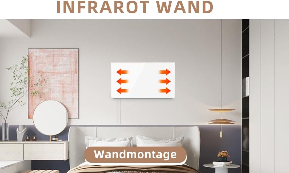 ZMH Riscaldatore a parete a infrarossi a risparmio energetico con telecomando per camere da letto e hotel
