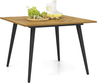 Tavolo da Giardino in Legno di Acacia, Tavolo Rettangolare con Struttura in Acciaio e Foro per Ombrellone, Tavolo da Pranzo Giardino Ideale per Giardino Cortile Balcone (107 x 107 cm)