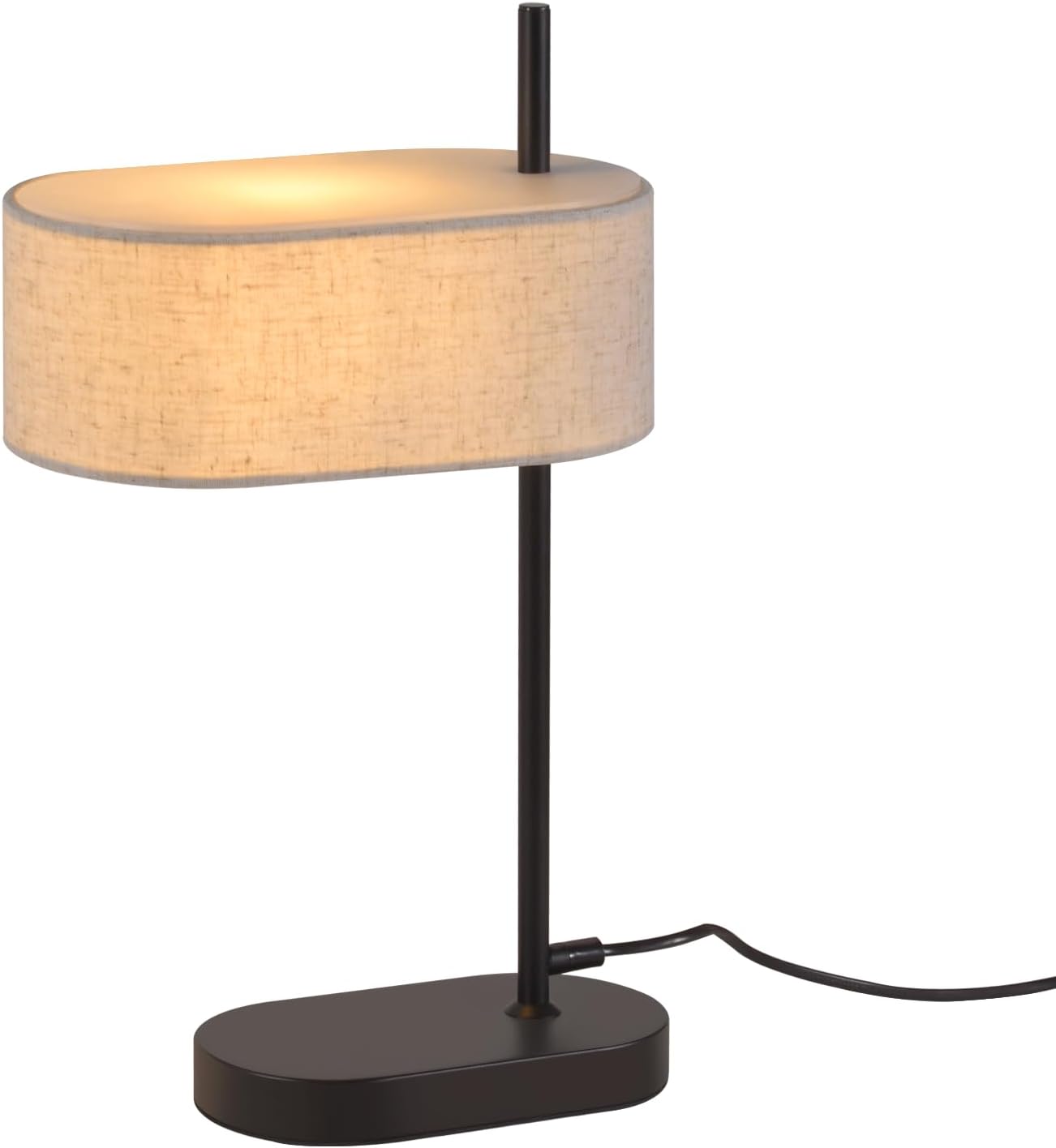 ZMH Lampada da tavolo nera E14 44.5cm paralume lino tessuto per soggiorno comodino