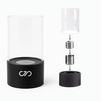 Camino Bioetanolo da Tavolo cilindrico 12,5x12,5x26 cm – Bruciatore Bioetanolo portatile in vetro e acciaio inox per interno ed esterno