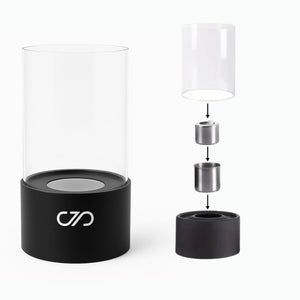 Camino Bioetanolo da Tavolo cilindrico 12,5x12,5x26 cm – Bruciatore Bioetanolo portatile in vetro e acciaio inox per interno ed esterno